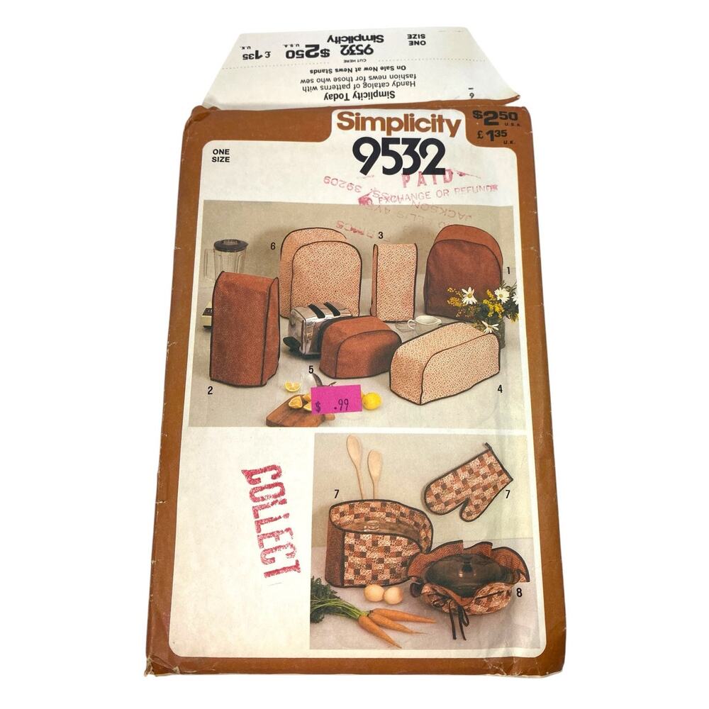 VTG 1980 Simplicity 9532 Kitchen Appliance Cover Pattern Cottagecore FF OOP UC